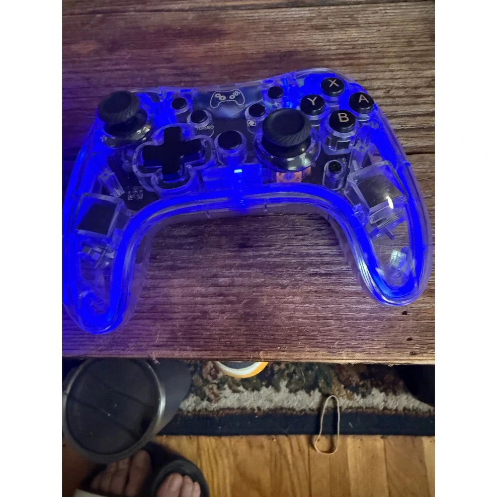 Clear Wireless Controller LED Light Up Nintendo Switch PC Blue Green B01 2 Pack!
